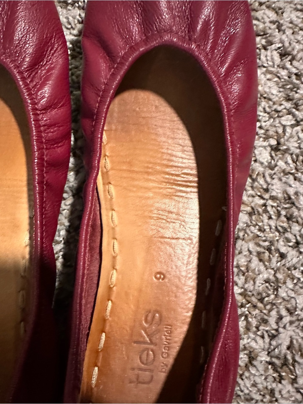 Tieks Burgundy Leather Ballet Flats - Picture 15 of 17